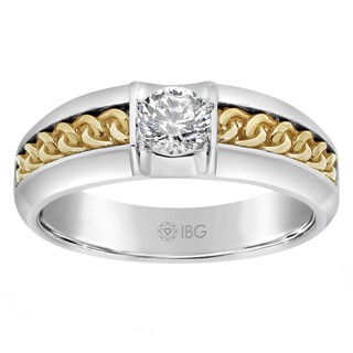 Men's Two-Tone Gold Diamond Solitaire Cuban Link Band Mounting