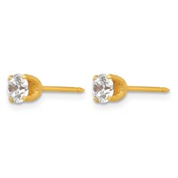 Inverness 14K Yellow Gold 4.25mm CZ Post Piercing Earrings view 2