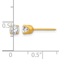 Inverness 14K Yellow Gold 4.25mm CZ Post Piercing Earrings view 4