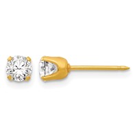 Inverness 14K Yellow Gold 4.25mm CZ Post Piercing Earrings view 1