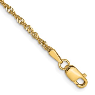 Leslie's 14K 1.6 mm Singapore Chain Anklet