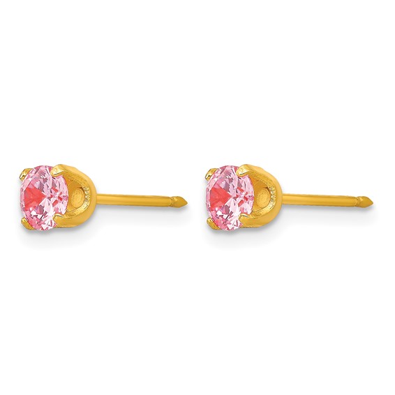 Inverness 14k 5mm Pink CZ Post Piercing Earrings