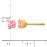 Inverness 14K Yellow Gold 5mm Pink CZ Post Piercing Earrings view 4