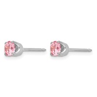 Inverness 14K White Gold 5mm Pink CZ Piercing Earrings view 2
