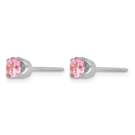 Inverness 14k White Gold 5mm Pink CZ Piercing Earrings