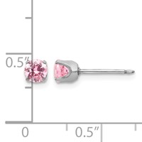 Inverness 14K White Gold 5mm Pink CZ Piercing Earrings view 4