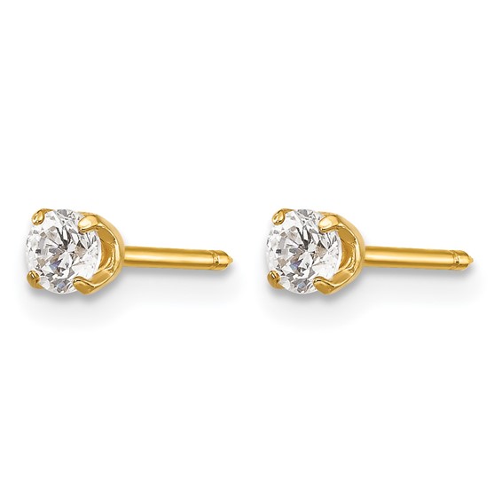 Inverness 14k 3mm CZ Long Post Piercing Earrings