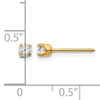 Inverness 14K Yellow Gold 3mm CZ Long Post Piercing Earrings view 4