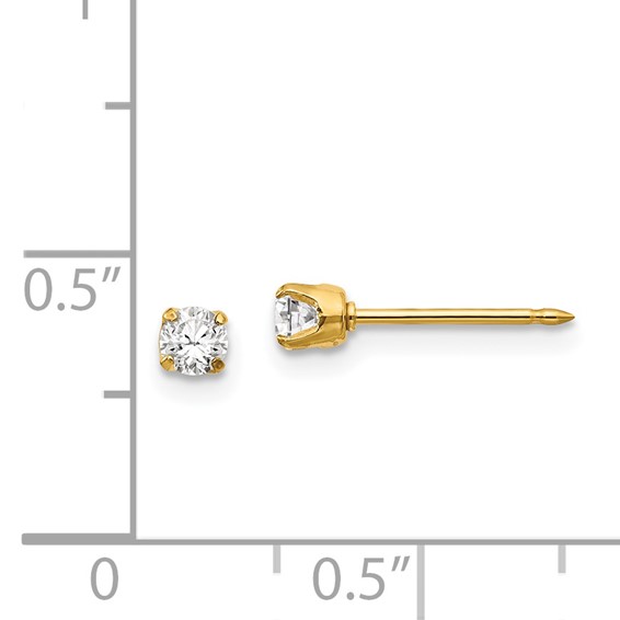 Inverness 14k 3mm CZ Long Post Piercing Earrings