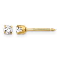 Inverness 14K Yellow Gold 3mm CZ Long Post Piercing Earrings view 1
