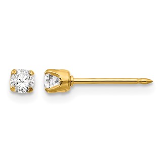Inverness 14k 3mm CZ Long Post Piercing Earrings
