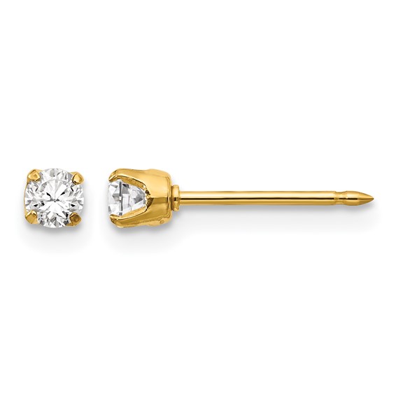 Inverness 14k 3mm CZ Long Post Piercing Earrings