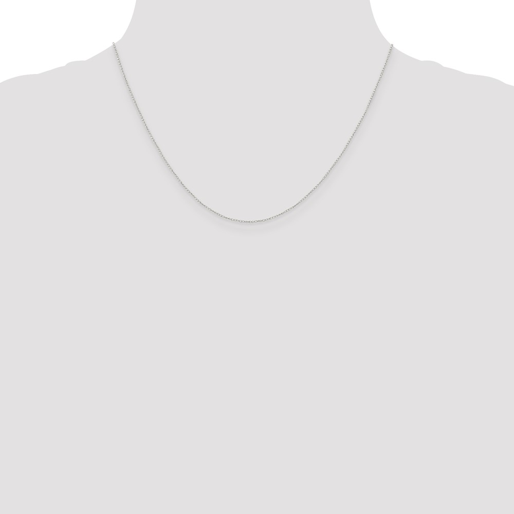 14K White Gold 18 inch Carded .42mm Curb with Spring Ring Clasp Chain (6CW-18)