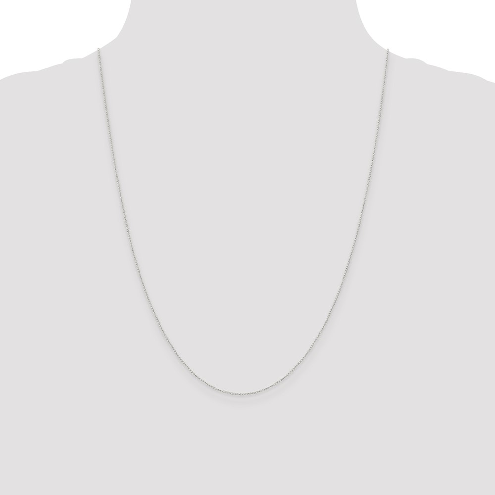 14K White Gold 24 inch Carded .42mm Curb with Spring Ring Clasp Chain (6CW-24)