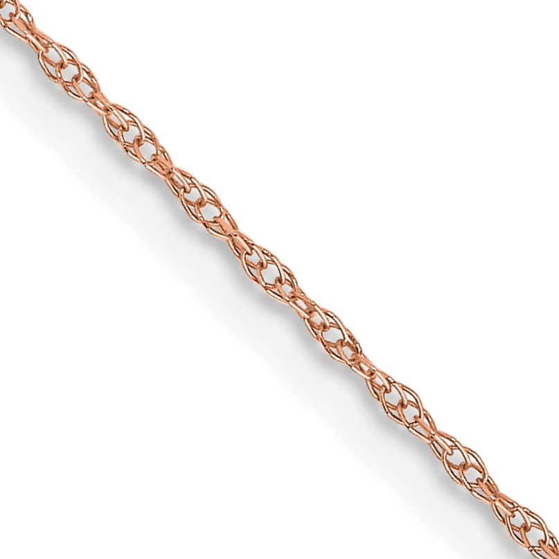 14K Rose Gold 16 inch Carded .6mm Cable Rope with Spring Ring Clasp Chain (6RR-16)