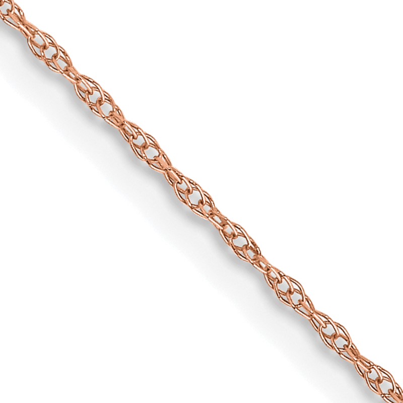 14K Rose Gold 18 inch Carded .6mm Cable Rope with Spring Ring Clasp Chain
