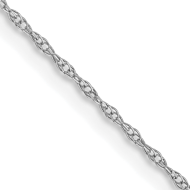 14K White Gold 13 inch Carded .6mm Cable Rope with Spring Ring Clasp Chain (6RW-13)