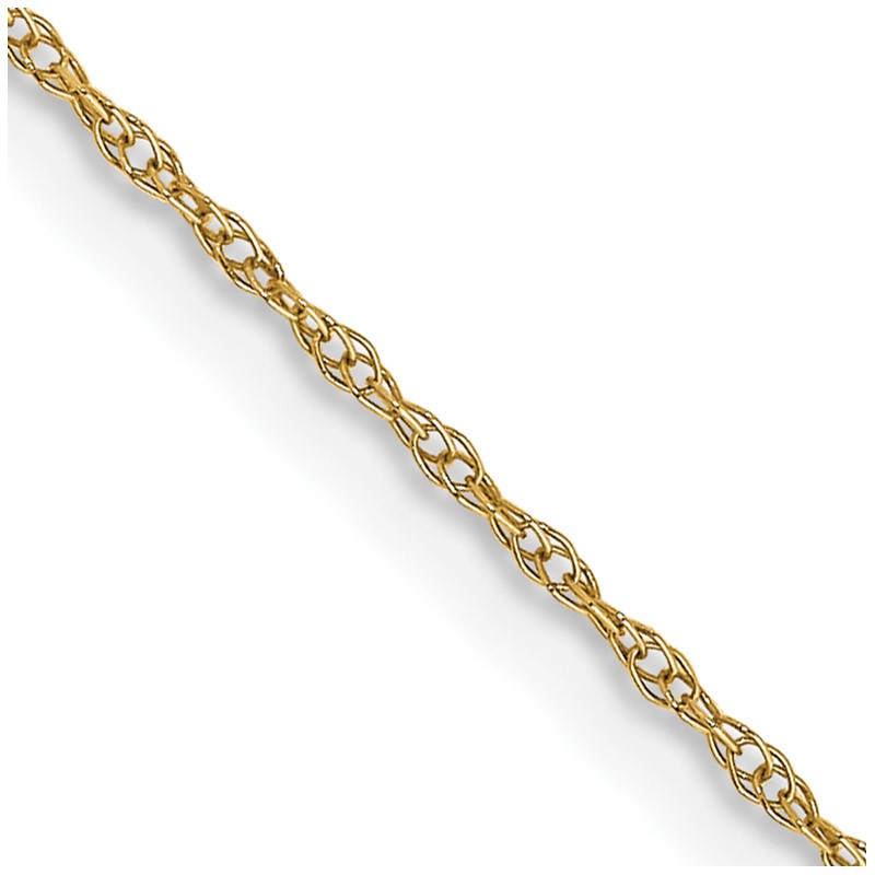 14K 13 inch Carded .6mm Cable Rope with Spring Ring Clasp Chain