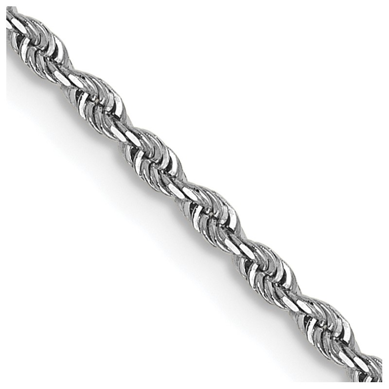 14K White Gold 1.3mm Diamond-Cut Rope Chain