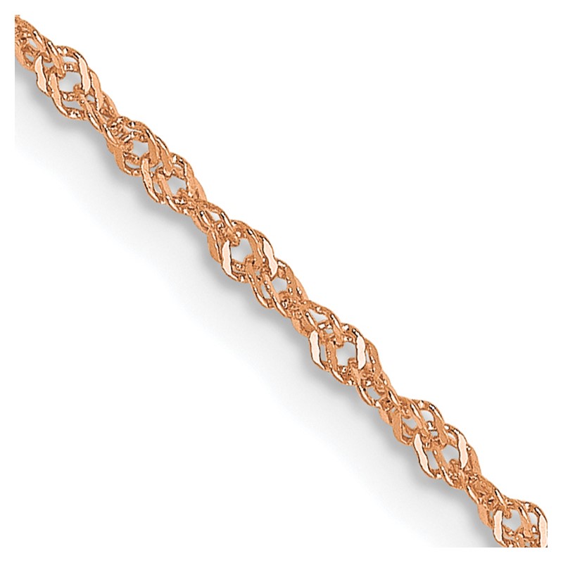 14K Rose Gold 1mm Singapore with Lobster Clasp Chain
