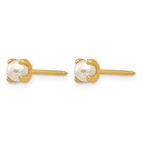 Inverness 14K Yellow Gold 4mm Simulated Pearl Post Piercing Earrings view 2