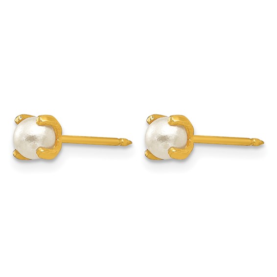 Inverness 14k 4mm Simulated Pearl Post Piercing Earrings