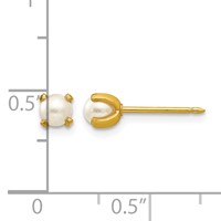Inverness 14K Yellow Gold 4mm Simulated Pearl Post Piercing Earrings view 4