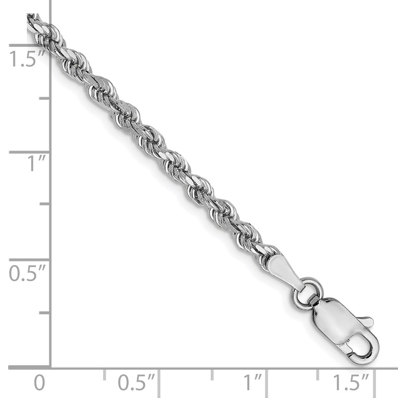 14K White Gold 2.75mm Diamond-Cut Rope Chain