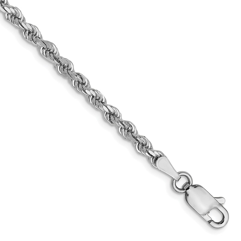 14K White Gold 2.75mm Diamond-Cut Rope Chain
