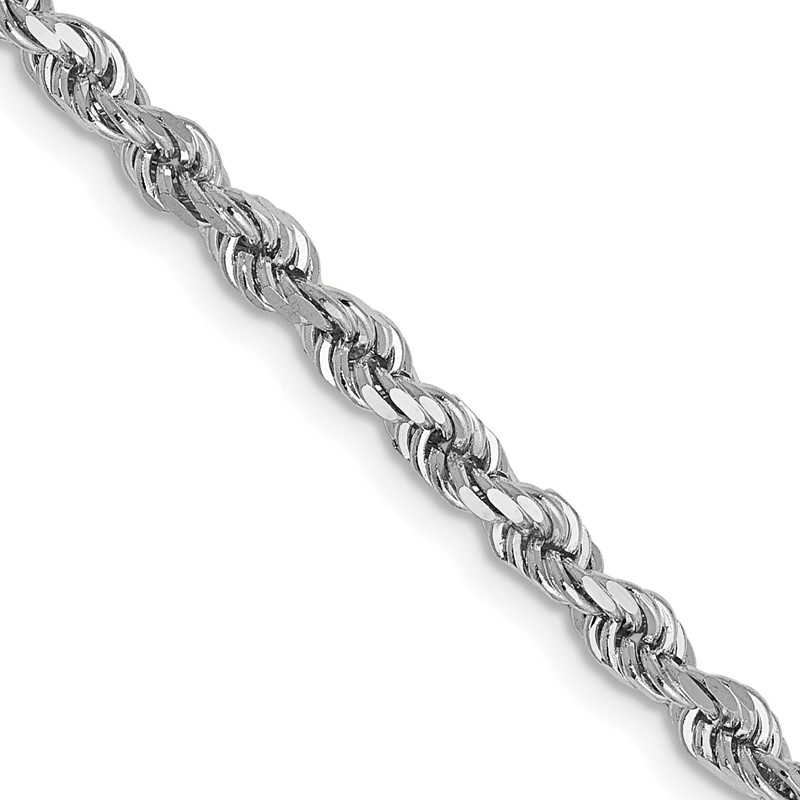 14K White Gold 2.75mm Diamond-Cut Rope Chain