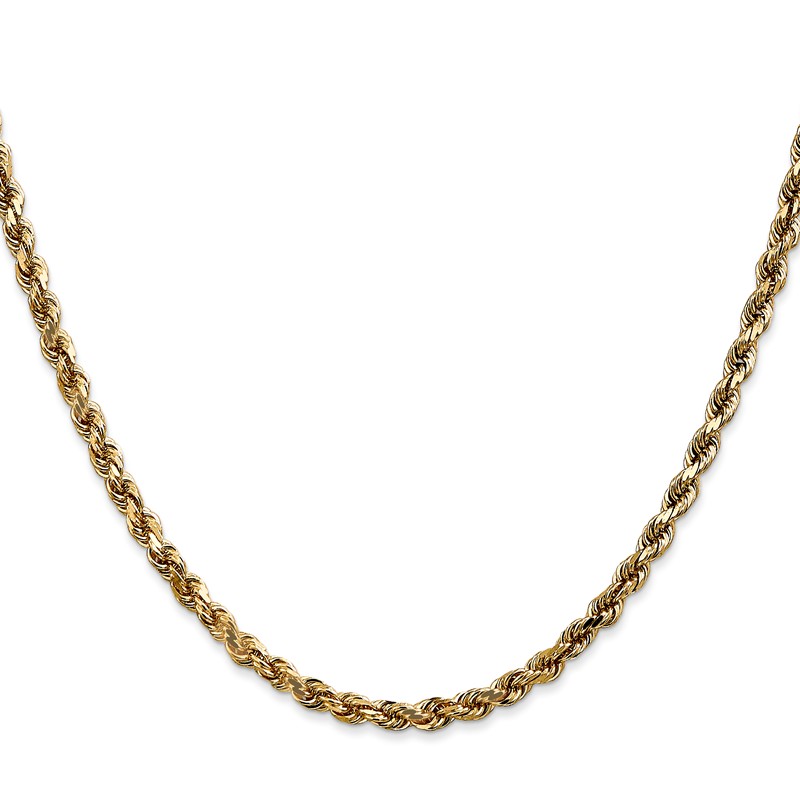 14K White Gold 3.5mm Diamond-Cut Rope Chain