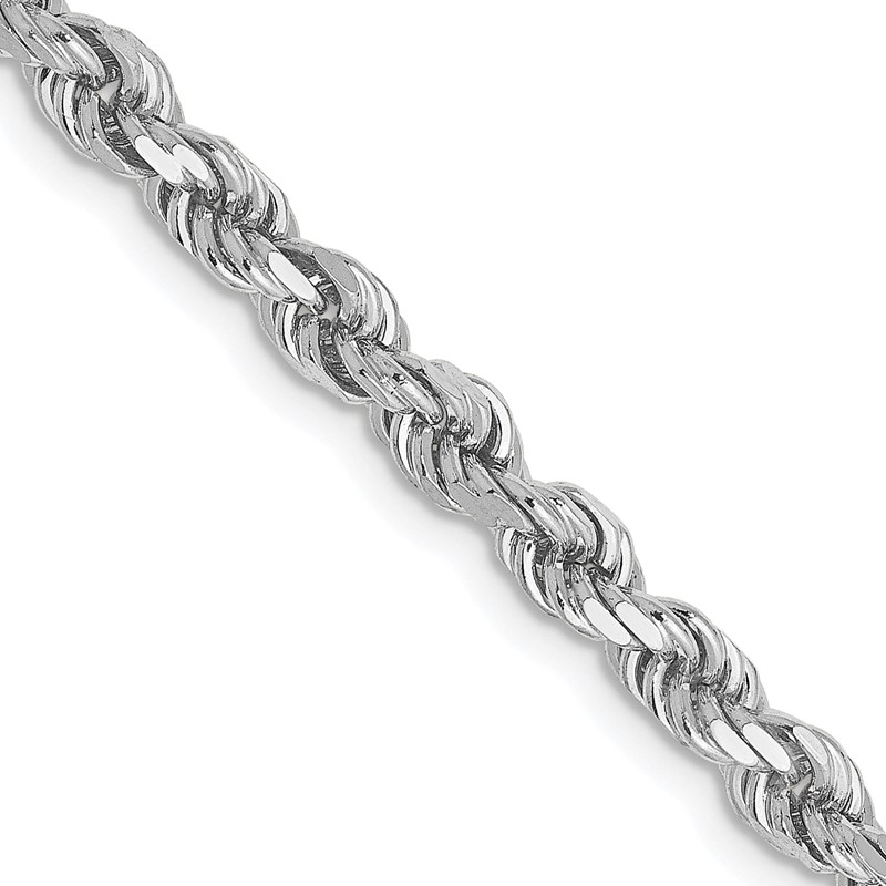 14K White Gold 3.5mm Diamond-Cut Rope Chain