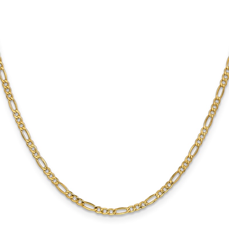 14k 2.5mm Semi-Solid Figaro Chain