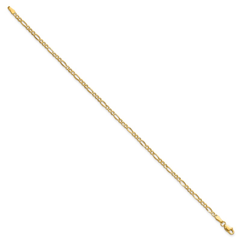 14k 2.5mm Semi-Solid Figaro Chain