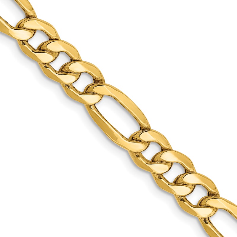 14k 6.25mm Semi-Solid Figaro Chain