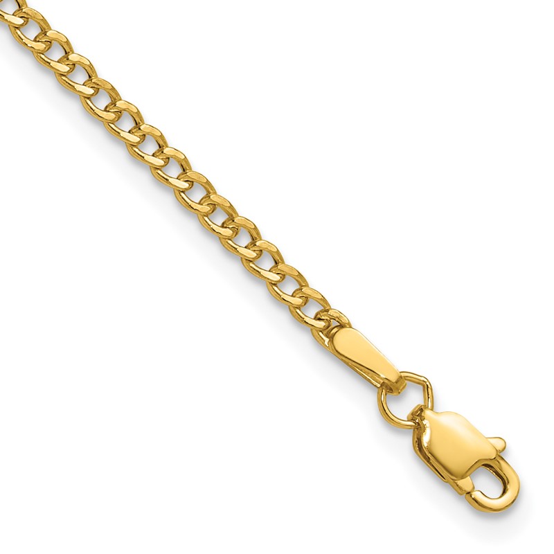 14k 2.5mm Semi-Solid Curb Chain