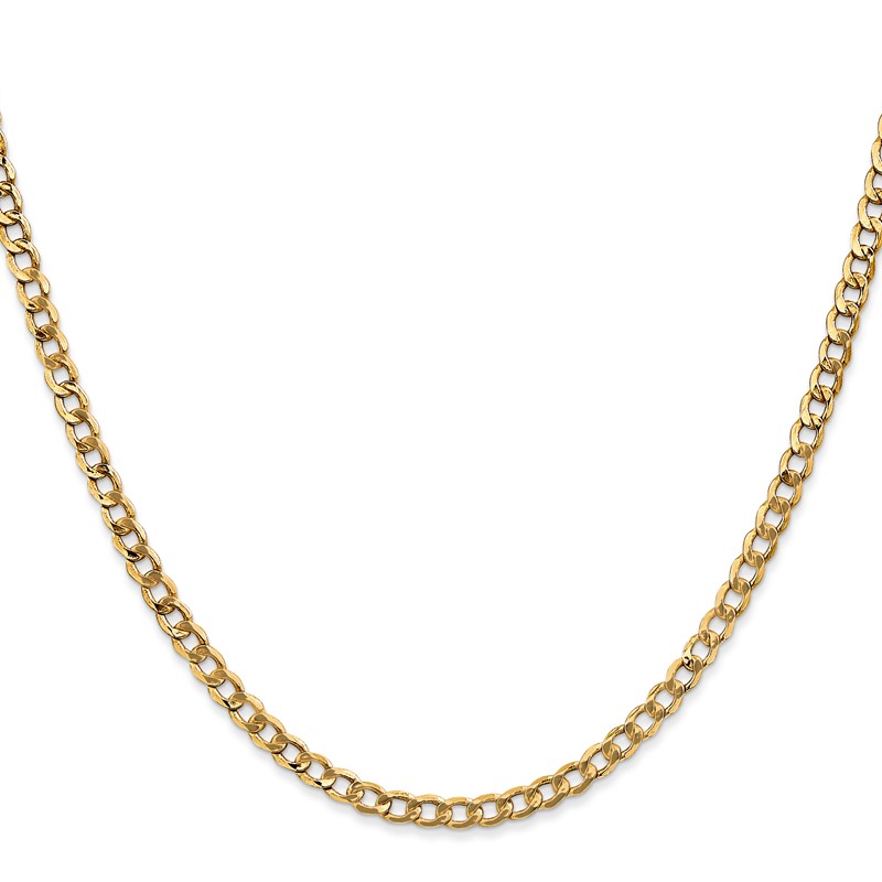 14k 3.35mm Semi-Solid Curb Chain