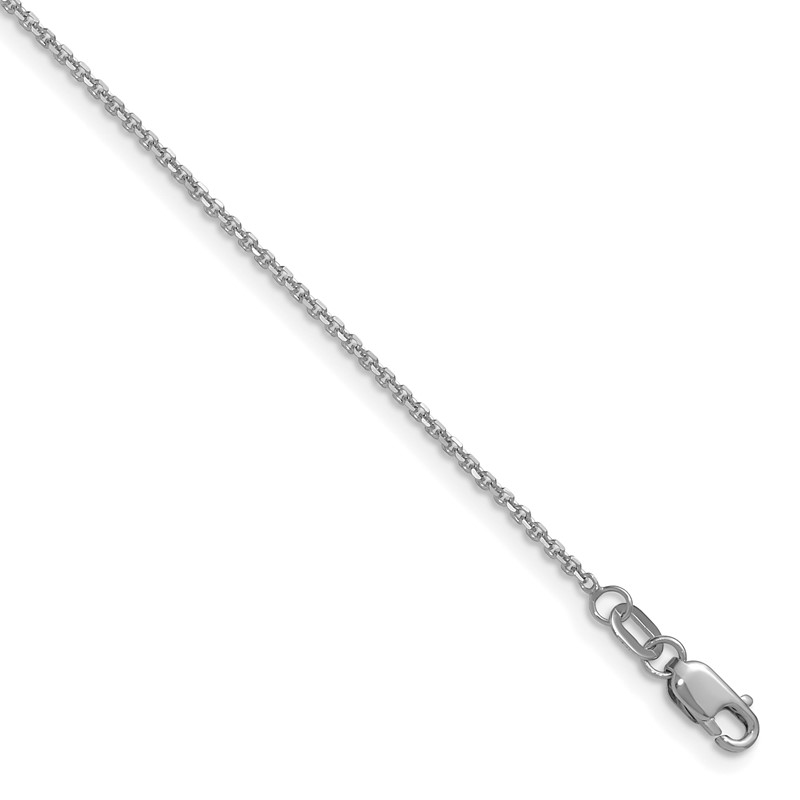 14K White Gold 1.25mm D/C Round Cable Chain