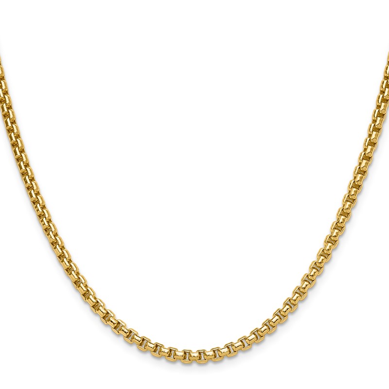 14K 3.7mm Semi-Solid D/C Round Box Chain