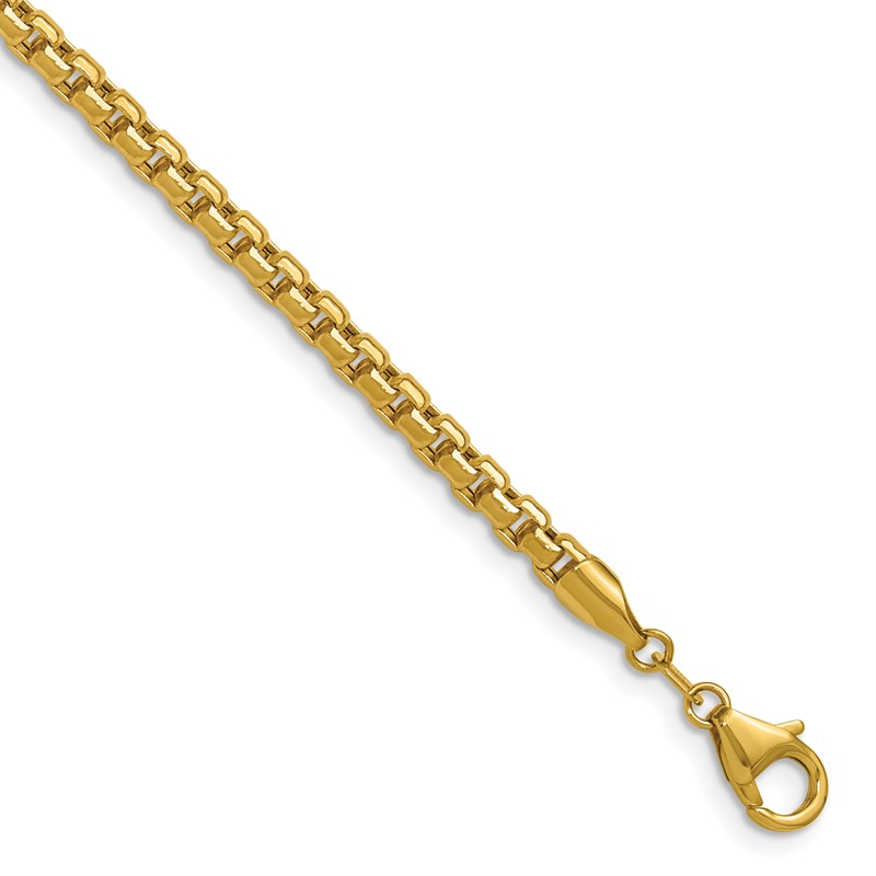 14K 3.7mm Semi-Solid D/C Round Box Chain