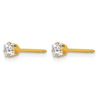 Inverness 14K Yellow Gold 3mm Square CZ Post Piercing Earrings view 2
