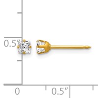 Inverness 14K Yellow Gold 3mm Square CZ Post Piercing Earrings view 4