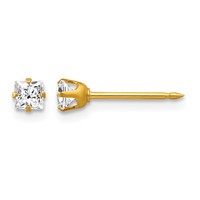 Inverness 14K Yellow Gold 3mm Square CZ Post Piercing Earrings view 1