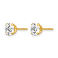 Inverness Stainless Steel 24K Gold-plated 7mm CZ Post Piercing Earrings view 2
