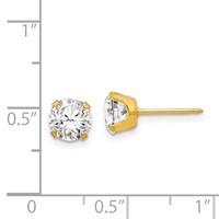 Inverness Stainless Steel 24K Gold-plated 7mm CZ Post Piercing Earrings view 4