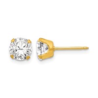 Inverness Stainless Steel 24K Gold-plated 7mm CZ Post Piercing Earrings view 1