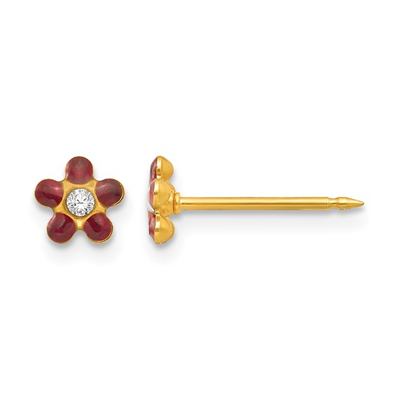 Inverness 14k Crystal Birthstone Flower Earrings