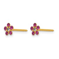Inverness 14K Yellow Gold February Purple Crystal Birthstone Flower Post Piercing Earrings view 2
