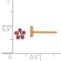 Inverness 14K Yellow Gold February Purple Crystal Birthstone Flower Post Piercing Earrings view 4
