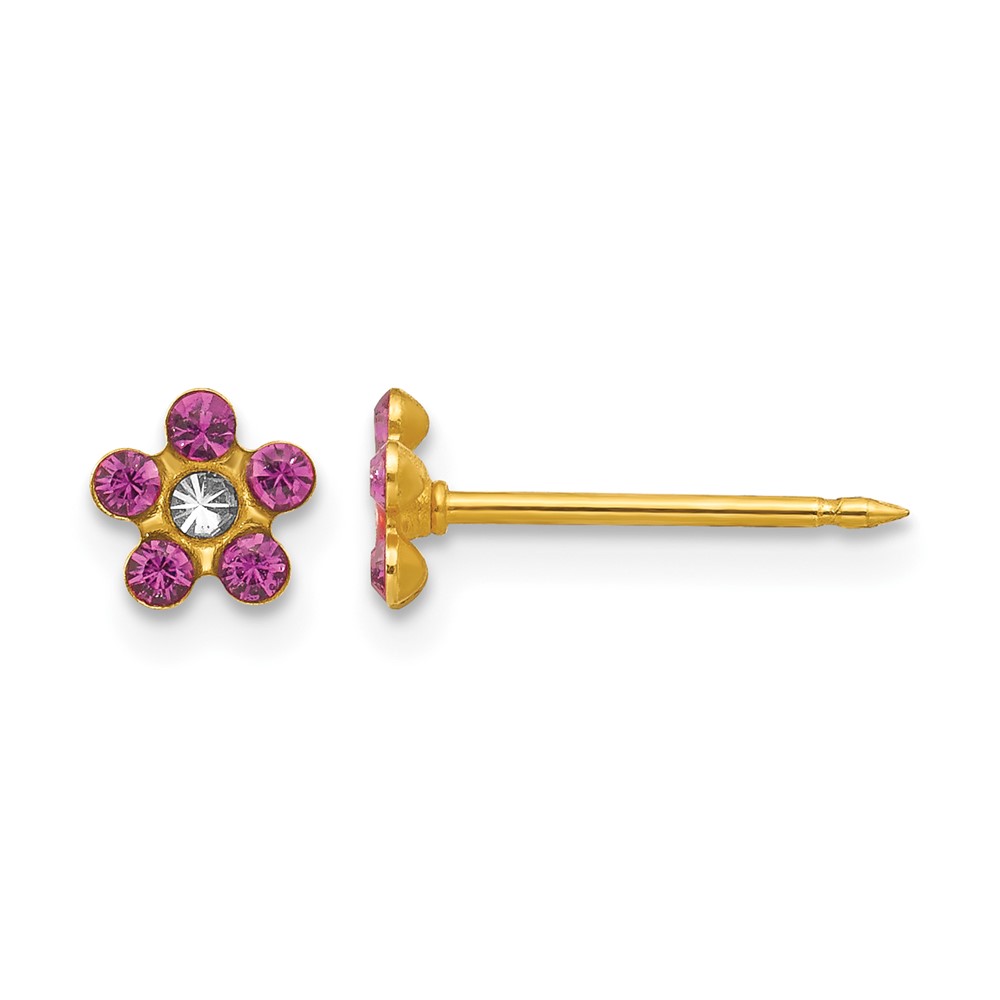 Inverness 14K Yellow Gold February Purple Crystal Birthstone Flower Post Piercing Earrings